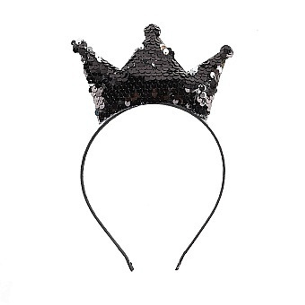 Ободок Корона с пайетками Черный