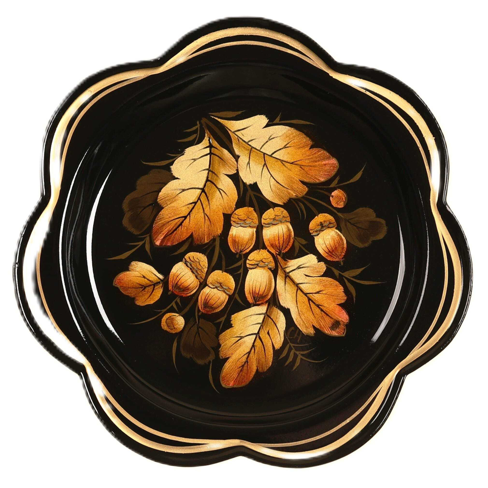 Жостовский поднос декоративный, размер 18 см (A1), металлический