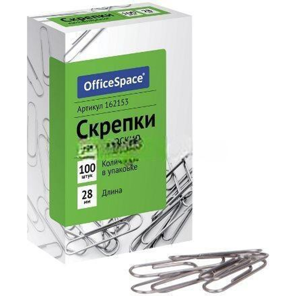 Скрепки 28 мм никелир. 100 шт. (1/36 шт.)