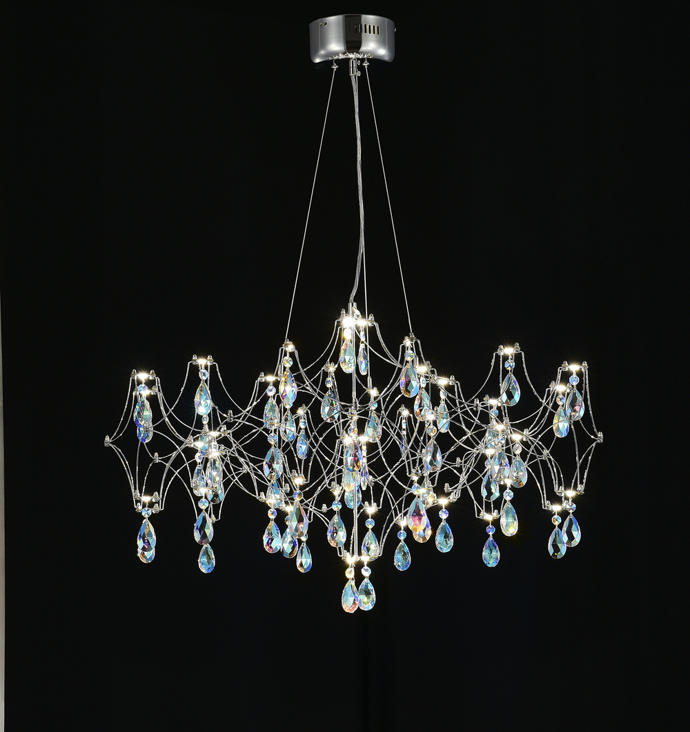 Подвесная люстра светодиодная с пультом и хрустальными подвесками K9 MyFar Ileria MR2651-57P-50СD