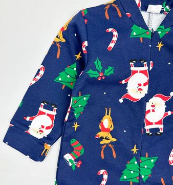 Комбинезон из футера Новогодний, Темно-синий