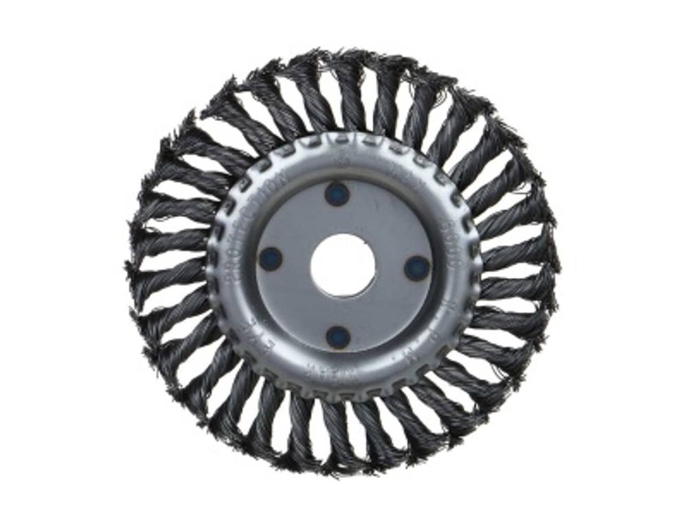 Щетка металл. РОКОТ для УШМ 150мм/22мм крученая дисковая (30шт/кор)