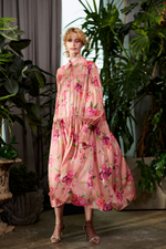 Платье-рубашка из вискозы розы розовый