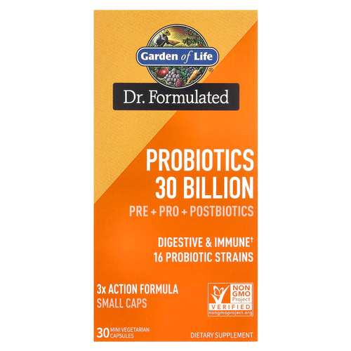Garden of Life, Пробиотики, 30 мини-вегетарианских капсул