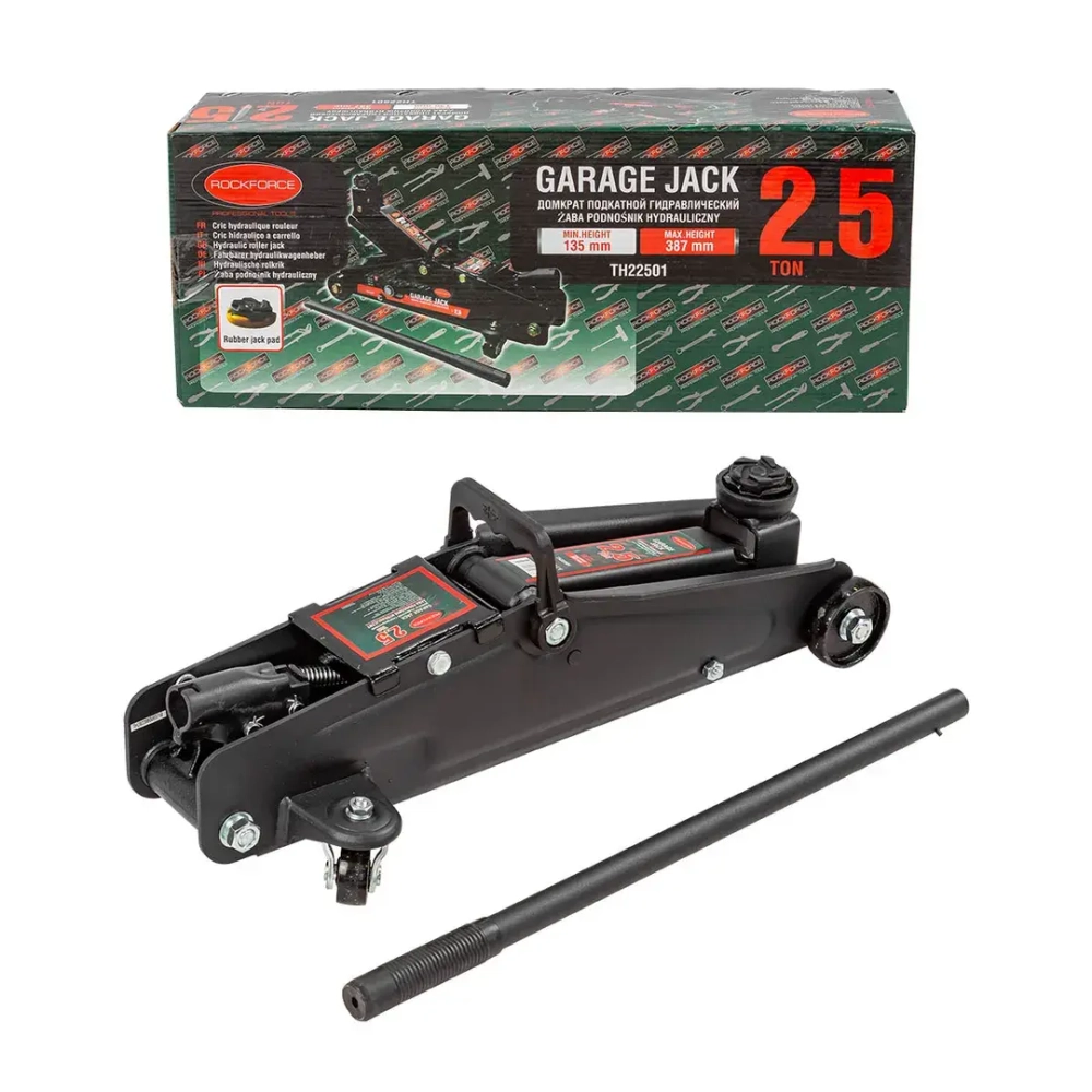 Домкрат подкатной гидравлический 2,5т (h min 135мм, h max 387мм) RockForce##Rock FORCE RF-TH22501