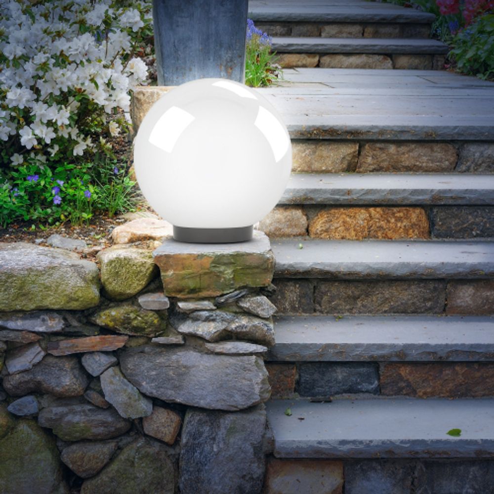 Садово-парковый светильник ЭРА НТУ 02-100-301 шар опаловый призма на опору / кронштейн IP44 Е27 max100Вт d300mm