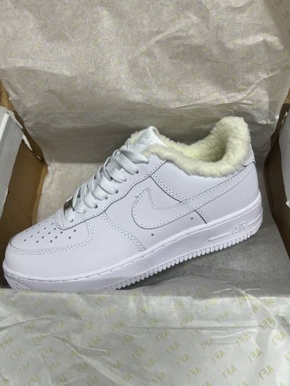 Кроссовки Nike Air Force 1 Low All White с мехом