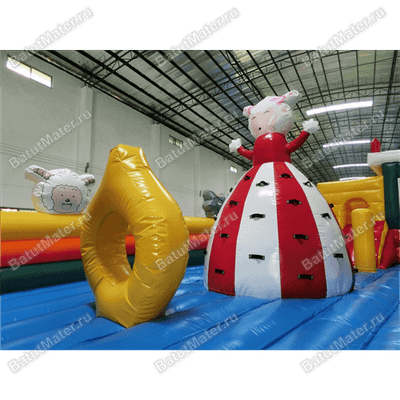 Надувной батут с крышей "Злой страшный серый волк"