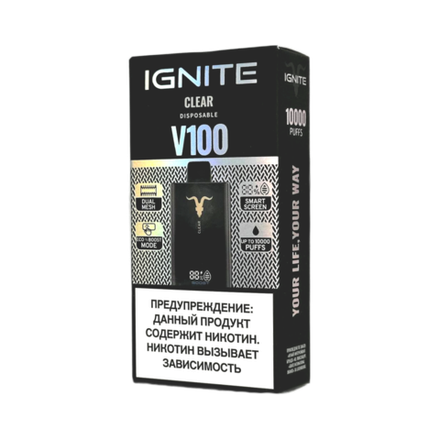 Ignite V100 Clear - чистый 10000 затяжек 20мг (2%)