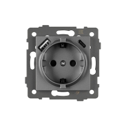 Механизм розетки с USB зарядкой SCT-MUAC-PL-GR-V (250V, 16A) (Arlight, -) 049831
