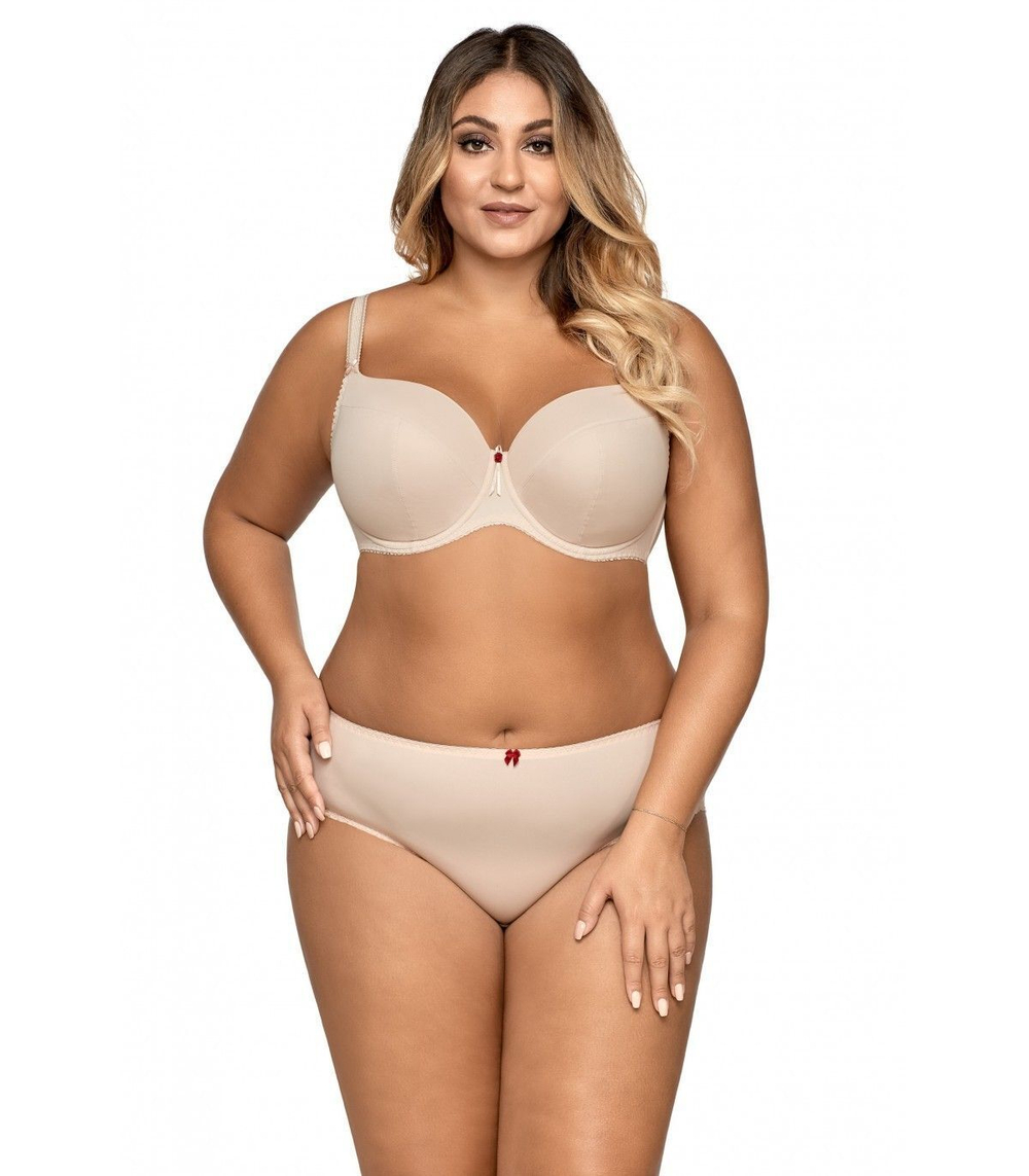 Элегантный бюстгальтер plus size с уплотненными чашками из нежной микрофибры (Размер: 100F) (Цвет: бежевый)