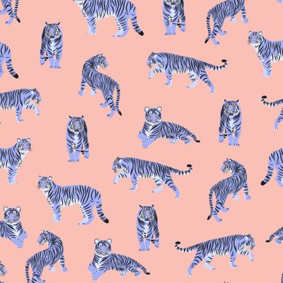 Лавандовые тигры на розовом (Дизайнер Irina Skaska)