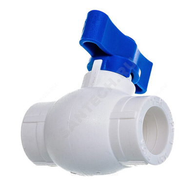 Кран шаровой PP-R син Дн 20 внутренняя пайка бабочка Стандарт RTP (РосТурПласт) 14617