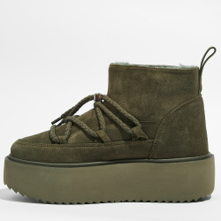 Замшевые полусапоги INUIKII 75204-004 Sneaker Classic Low Platform Green на меху
