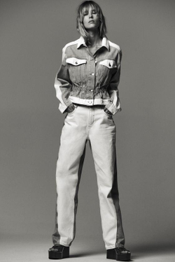 ZARA ДЖИНСЫ Z1975 STRAIGHT СО СРЕДНЕЙ ПОСАДКОЙ И КОМБИНИРОВАННОЙ ВАРКОЙ, ВЫЦВЕТШИЙ СИНИЙ