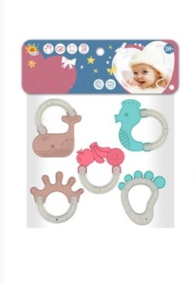 Набор погремушек с элементами прорезывателя 5шт. 17*22,5см, пакет