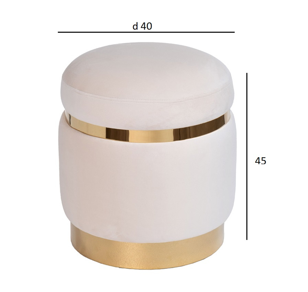 Пуф Garda Decor велюр кремовый d40*45 см