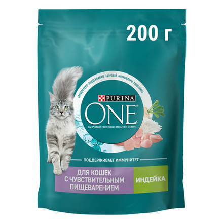 Сухой корм для кошек Purina ONE Delicate Индейка 200 гр
