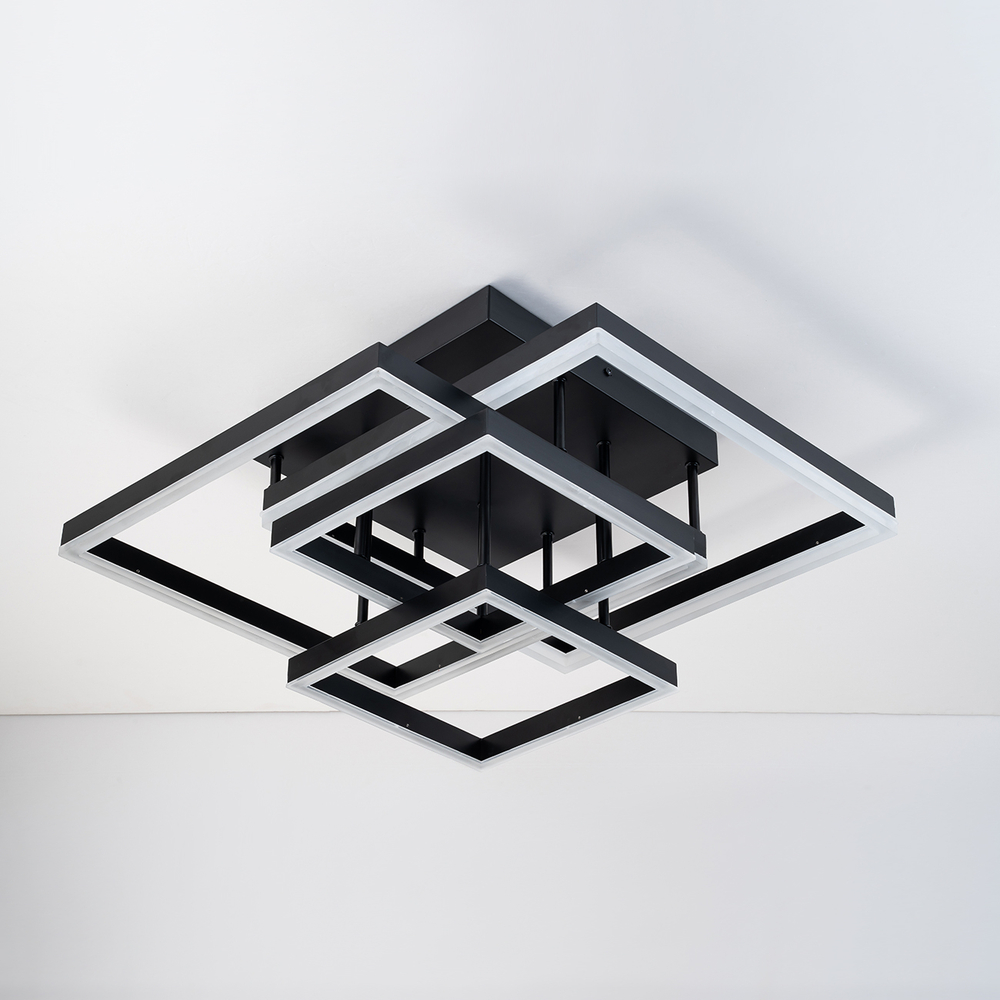 Потолочный светодиодный светильник 120Вт, 7800Лм, 3000-6000К, Ra>80,  плавная регулировка мощности, изменение цветовой температуры, ночник,  металл/акрил, черный/белый