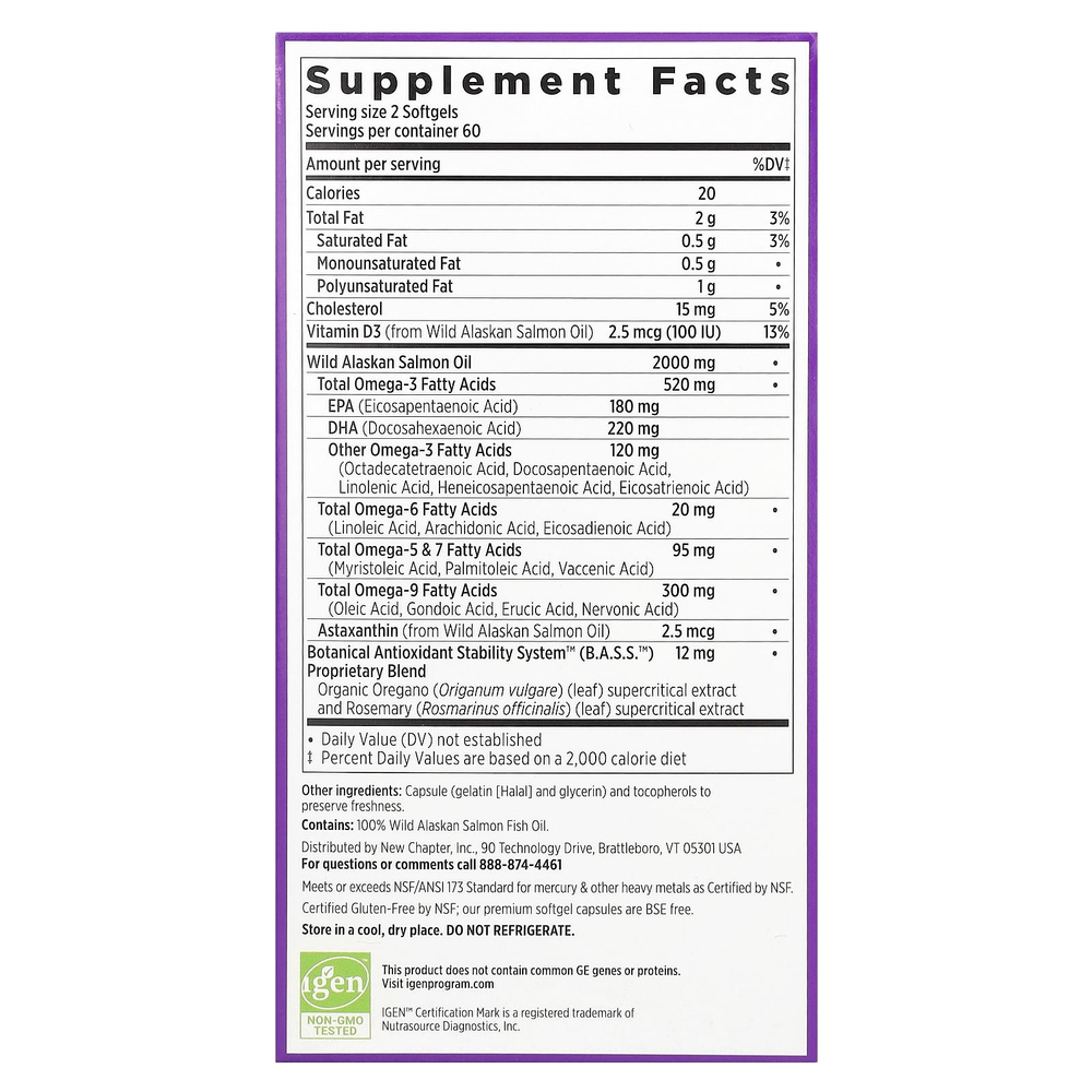 New Chapter, Wholemega, рыбий жир, 120 капсул без ГЭКРС