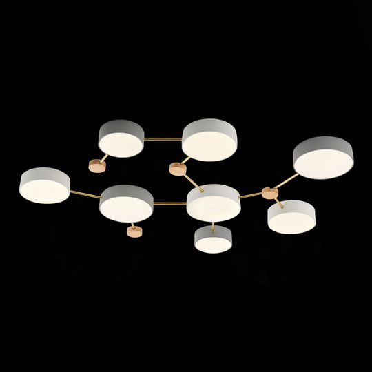 SLE600102-08 Светильник потолочный Золотистый, Светлое дерево/Белый, Серый LED 8*16,5W 4000K