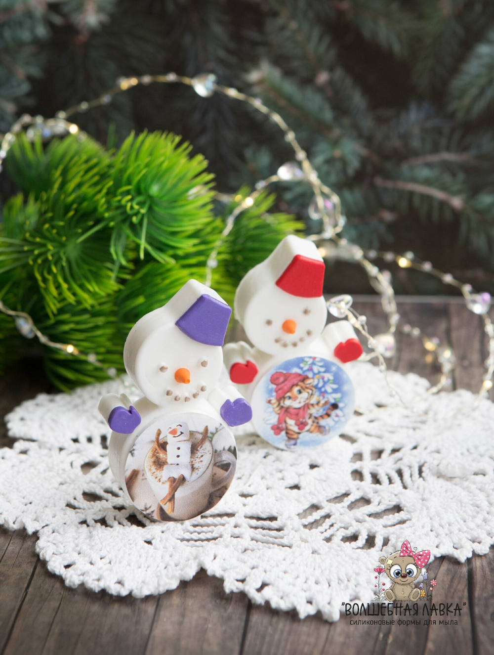 Силиконовая форма Снеговик с наклейкой