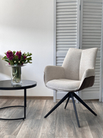 Стул М-City DISAUR Понтус (Pontus) поворотный на 360 градусов, Бежевый, Коричневый, ткань, Черный каркас