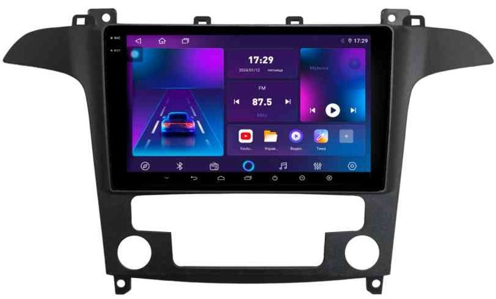 Магнитола для Ford S-Max, Galaxy 2 2006-2015 (климат) - Parafar PF686T1LUX1RN2K на Android 13, QLED+2K, ТОП процессор, 4Гб+32Гб, CarPlay, 4G SIM-слот