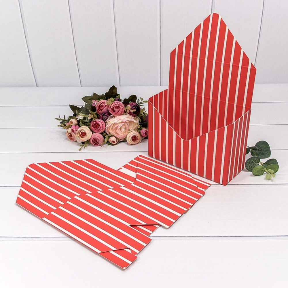 Коробка сборная 20х30х8 см "Полоски" Конверт (Красный)
