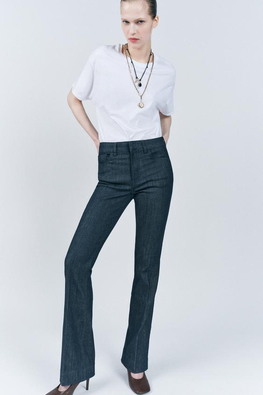 ZARA ДЖИНСЫ BOOTCUT СО СРЕДНЕЙ ПОСАДКОЙ — ZW COLLECTION, СЕРЫЙ/СИНИЙ