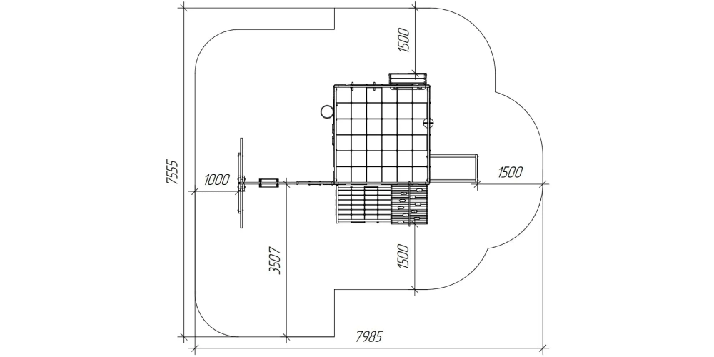 Детская площадка Савушка КУБ-7 (Серый) с подушками и плетеным креслом