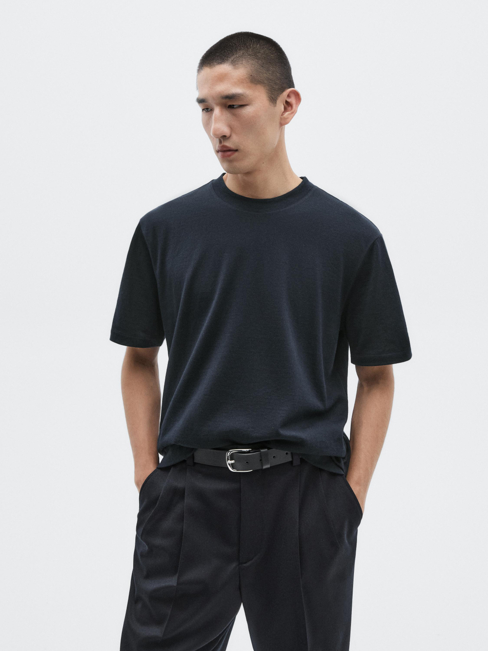 Massimo Dutti Футболка из 100% хлопка, темно-синий