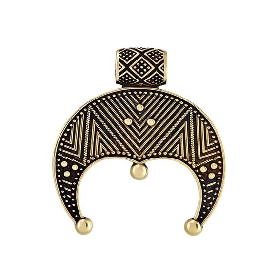 Фотография Лунница оберег плодородия из бронзы с обратной стороны на белом фоне.