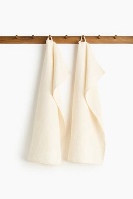 H&M HOME НАБОР КУХОННЫХ ПОЛОТЕНЕЦ ( 2 ШТ.), СВЕТЛО-БЕЖЕВЫЙ