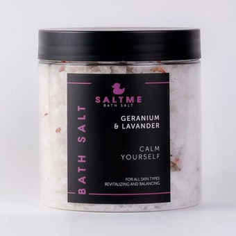 SALTME Соль для ванны с натуральным эфирным маслом Герань & лаванда, 600 г/в подарок/с магнием/ морская соль