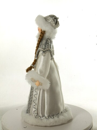 Кукла фарфоровая Снегурочка в шубке с пелериной. Новогодний сувенир ручной работы