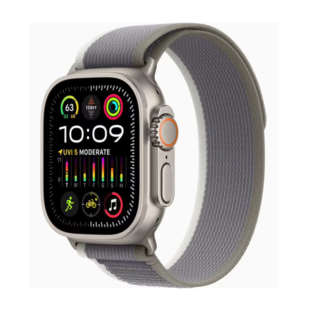 Apple Watch Ultra 2 49mm (2023) Titanium Case with Green/Gray Trail Loop S/M