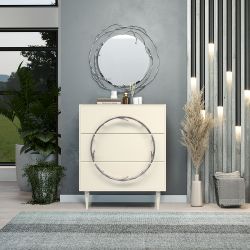 Комод Арт Колор matte Классик Сильвер с 3 ящиками Кремовый белый матовый