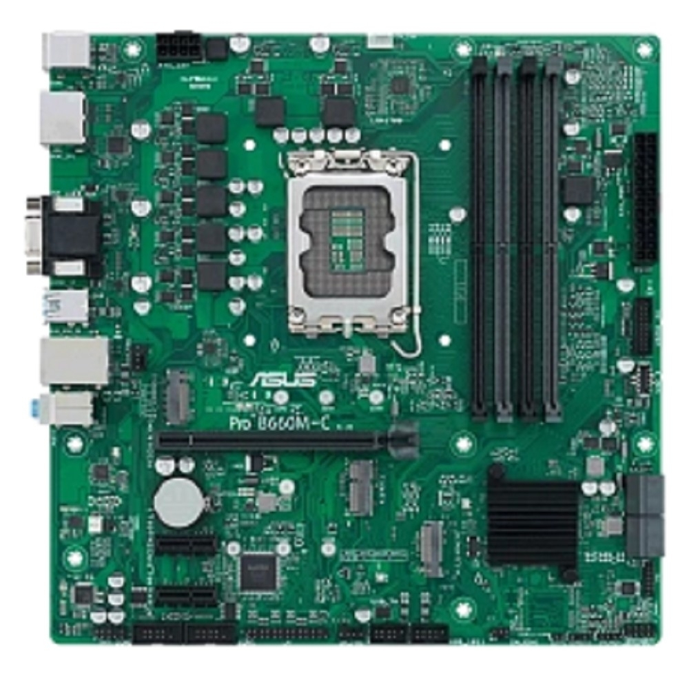 Материнская плата ASUS PRO B660M-C D4-CSM (Socket 1700, mATX, 4xDDR4(128GB), D-SUB/HDMI 2.1/2xDP, 1xPCIe 4.0x16/2xPCIe 3.0, 1xLAN, 4xSATA 6Gb/s, 2xM.2, 2xUSB 3.2, 2xUSB 2.0, 2xPS/2)
