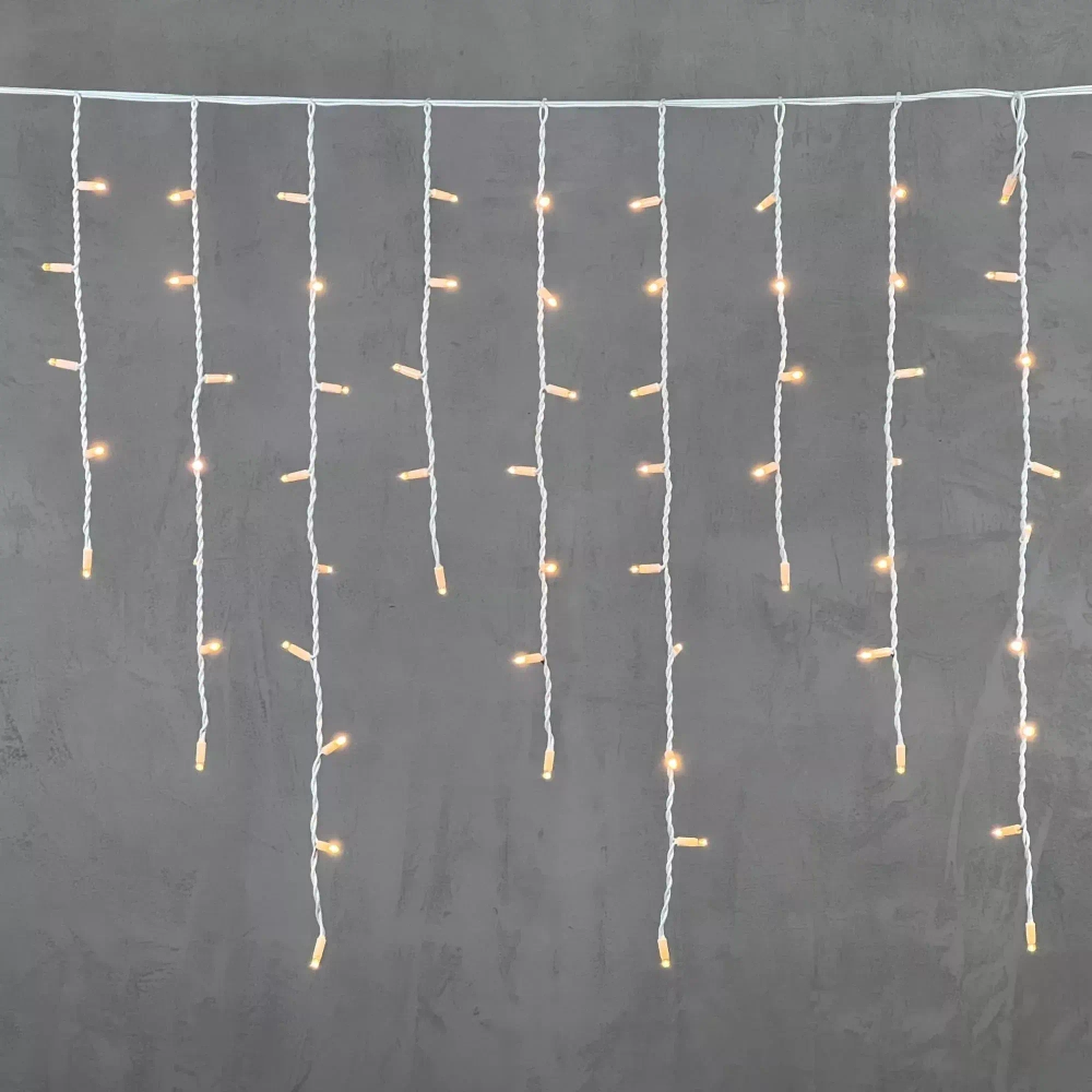 Светодиодная бахрома с колпачком 3,2*0,9 м., 168 экстра теплых белых LED ламп, каучуковый белый провод, LTC (LL168-8-2EWW)