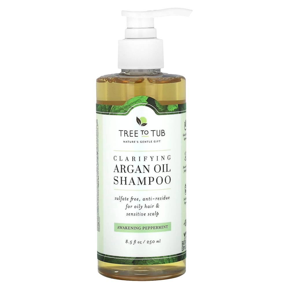 Tree To Tub, очищающий шампунь с аргановым маслом, бодрящая перечная мята, 250 мл (8,5 жидк. унции)