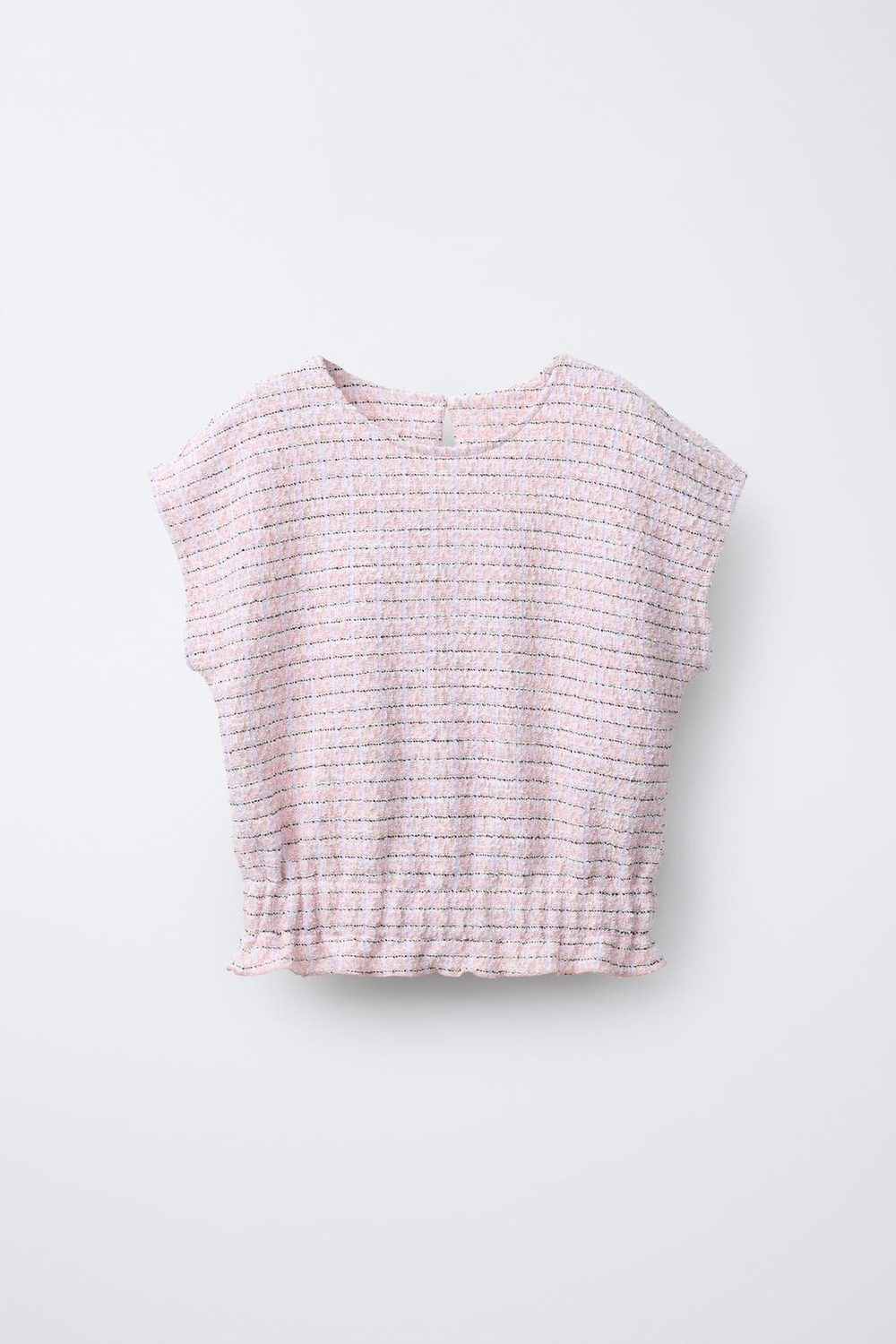 ZARA ФУТБОЛКА ИЗ РЕЛЬЕФНОЙ ТКАНИ С ЭЛАСТИЧНЫМ НИЗОМ, РОЗОВЫЙ