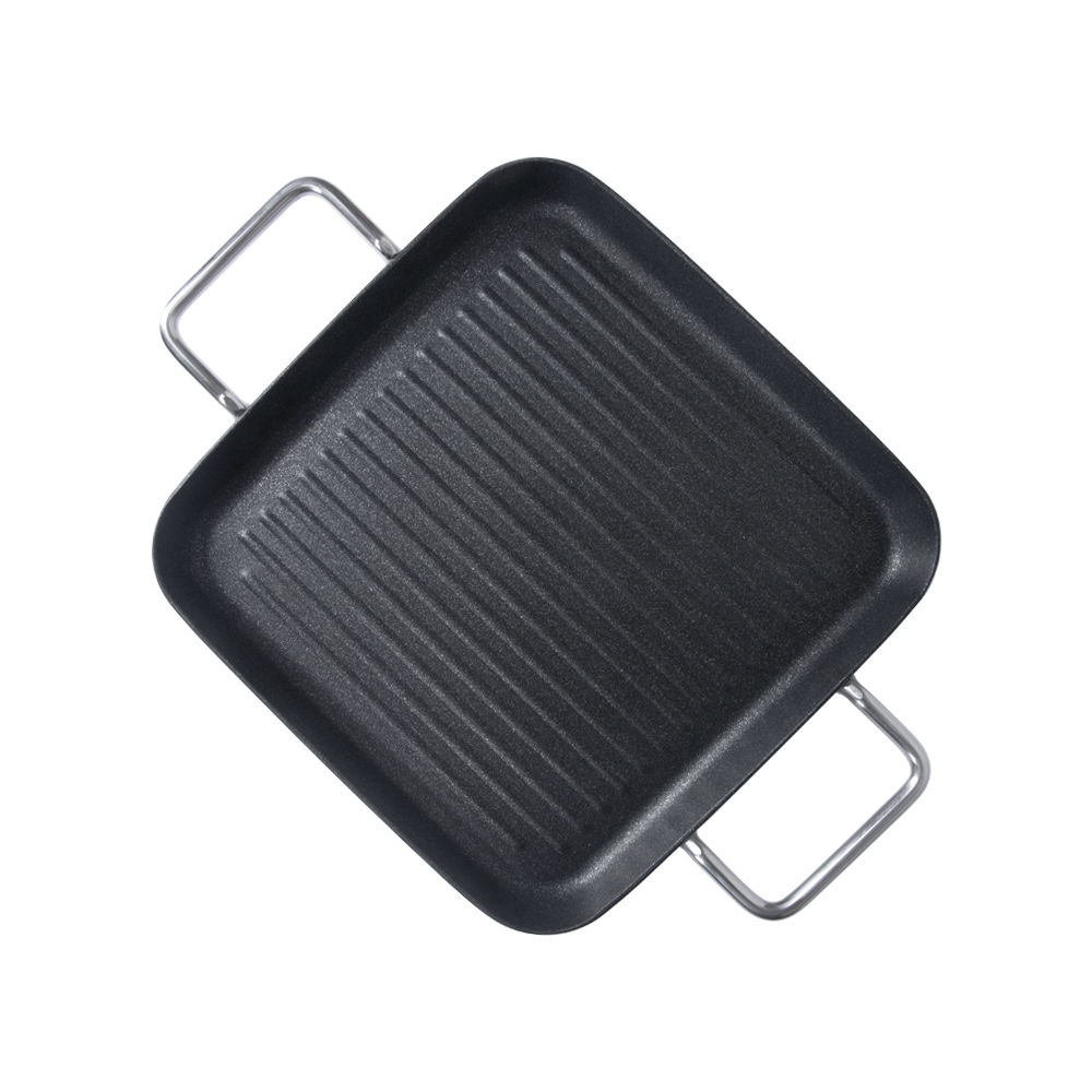 СКОВОРОДА-ГРИЛЬ квадратная 280х280 нерж. антиприг. покрытие с двумя ручками, ИНДУКЦИЯ, LUXSTAHL