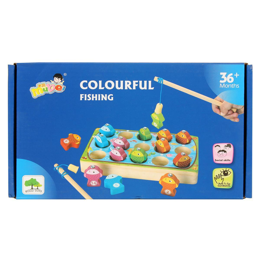 Развивающая игрушка деревянная Рыбалка обьемная, коробка C-41674