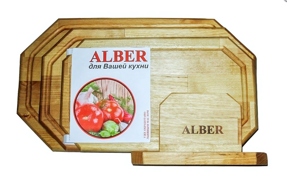 Набор досок разделочных 3 шт береза ГАЙКА в кассете 380*220*18 мм, 340*220*18 мм, 300*180*18 мм