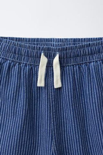 ZARA ДЖИНСОВЫЕ ШОРТЫ В ПОЛОСКУ, ИНДИГО