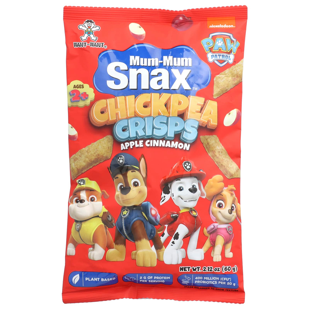 Hot Kid, Mum-Mum Snax ™, чипсы из нута, Paw Patrol ™, для детей от 2 лет, яблоко и корица, 60 г (2,12 унции)