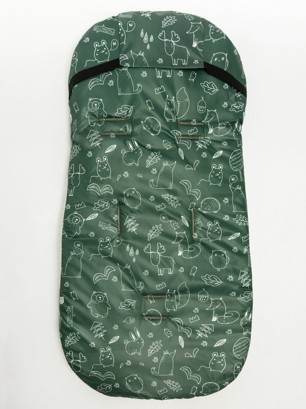 Конверт зимний меховой AMAROBABY Snowy Travel Зверята, хаки, 105 см.