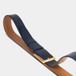 Женский ремень 35мм из кожи сафьяно, синего цвета