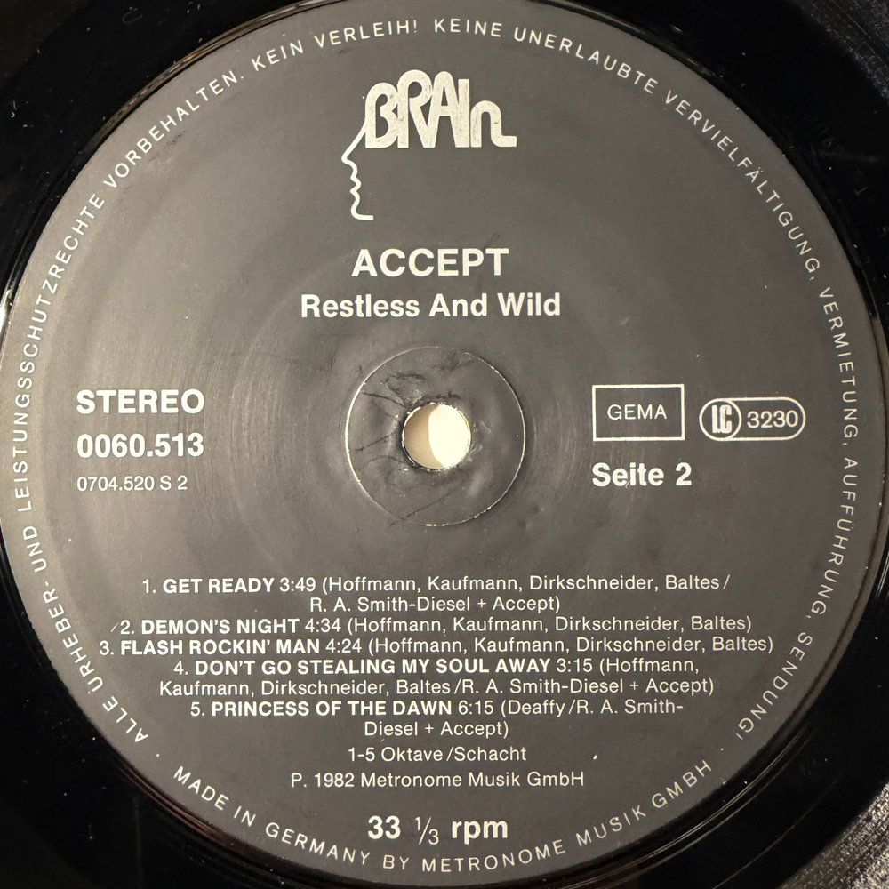 Accept ‎– Restless And Wild (Германия 1982г.)
